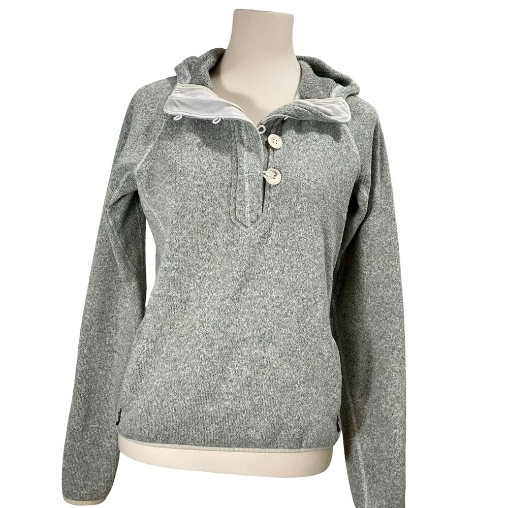 The North Face Womens Gray Sweater Crescent Sunshine Knit Fleece Hoodie Medium